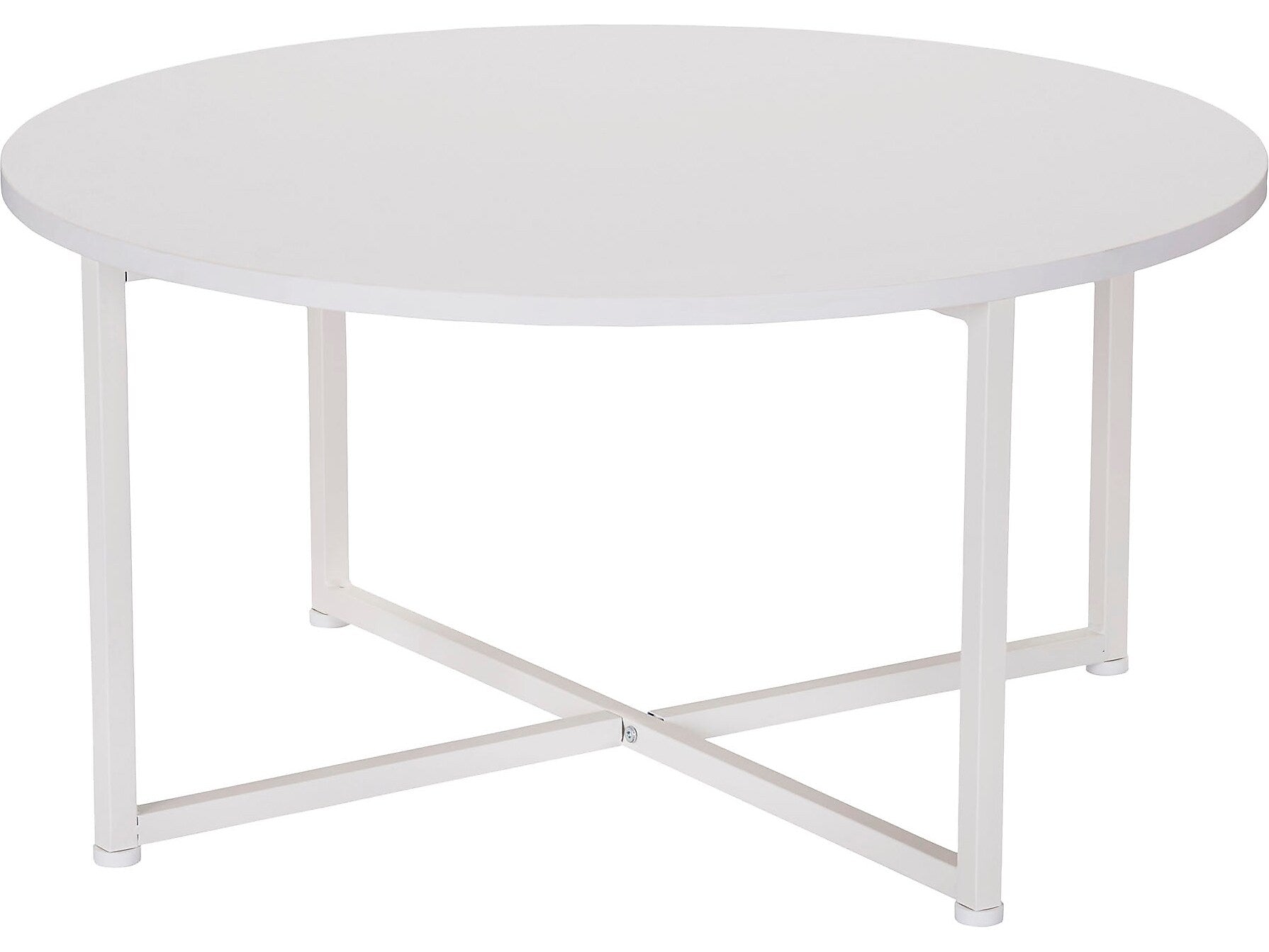 Household Essentials Jamestown 31.5"Dia. Laminate Round Coffee Table, Scandinavian White/White (8203-1)