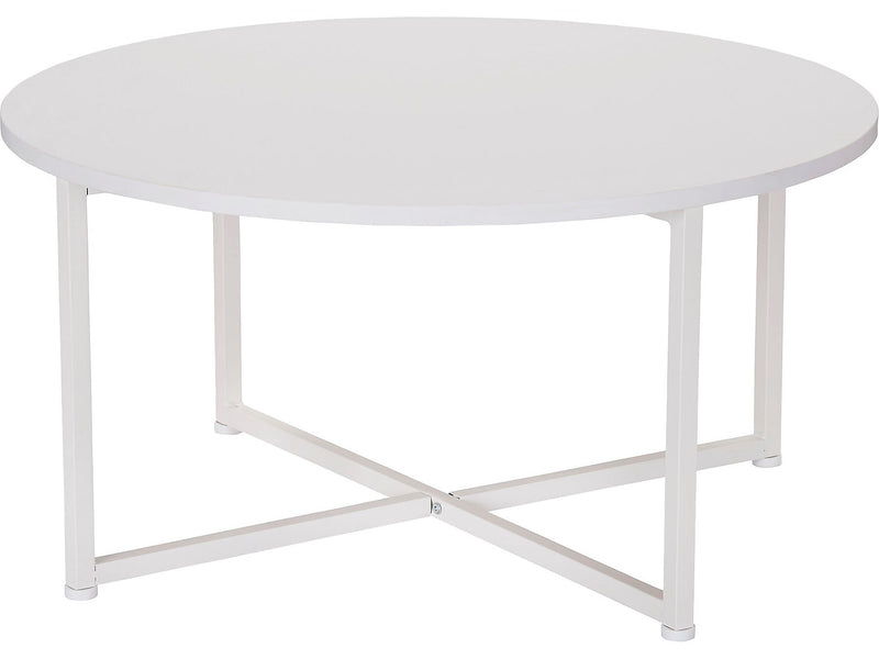 Household Essentials Jamestown 31.5"Dia. Laminate Round Coffee Table, Scandinavian White/White (8203-1)