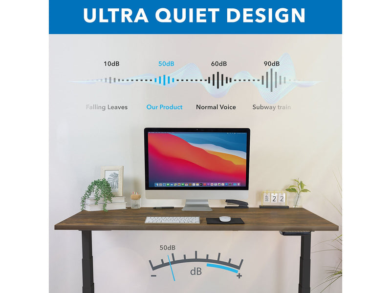 Mount-It! Ultimate 55"W Electric Rectangular Adjustable Standing Desk, Oak/Black (MI-18082)