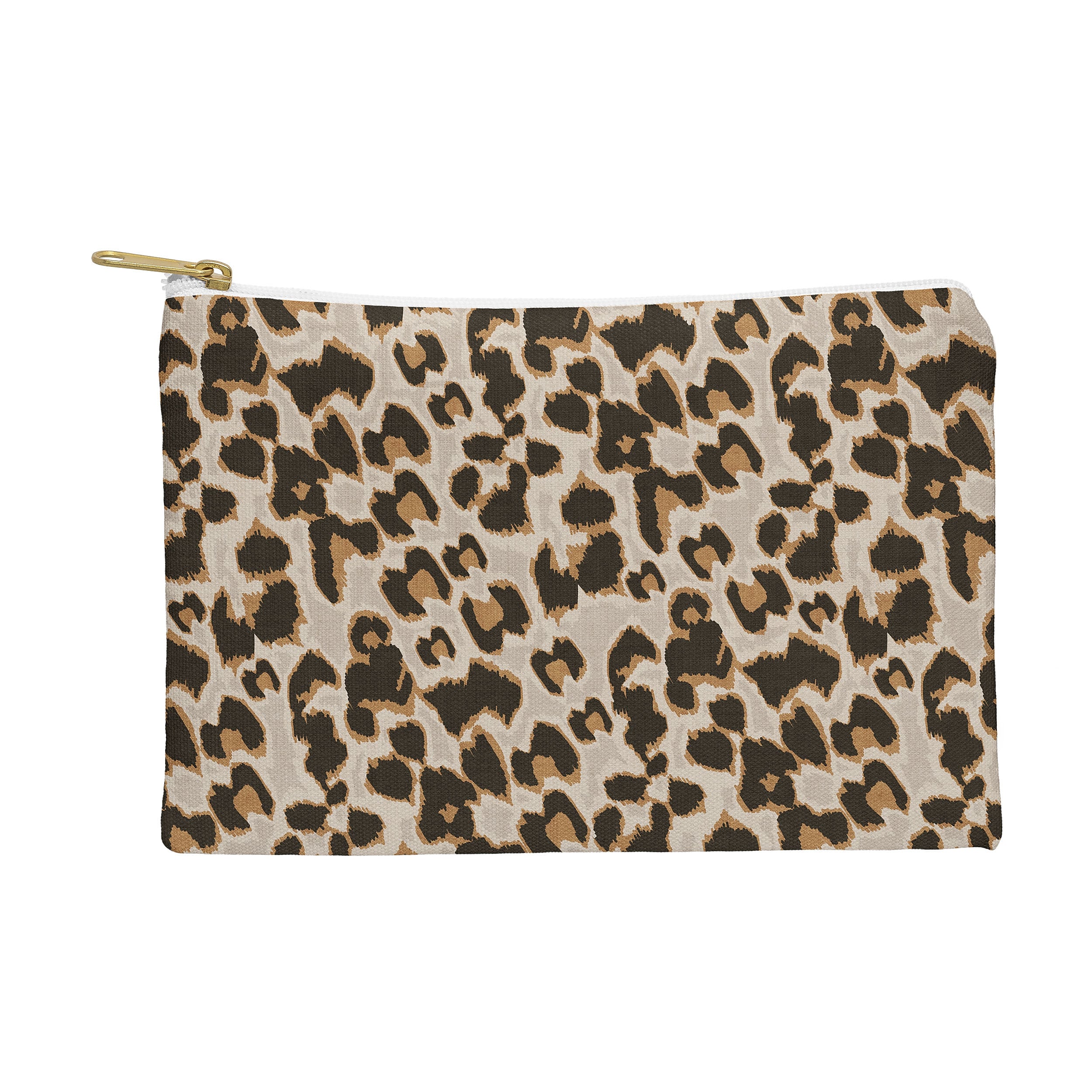 DENY Designs Brown Leopard 12" Polyester Travel Pouch, Water Resistant, Multicolored (89195-WPOFMD)