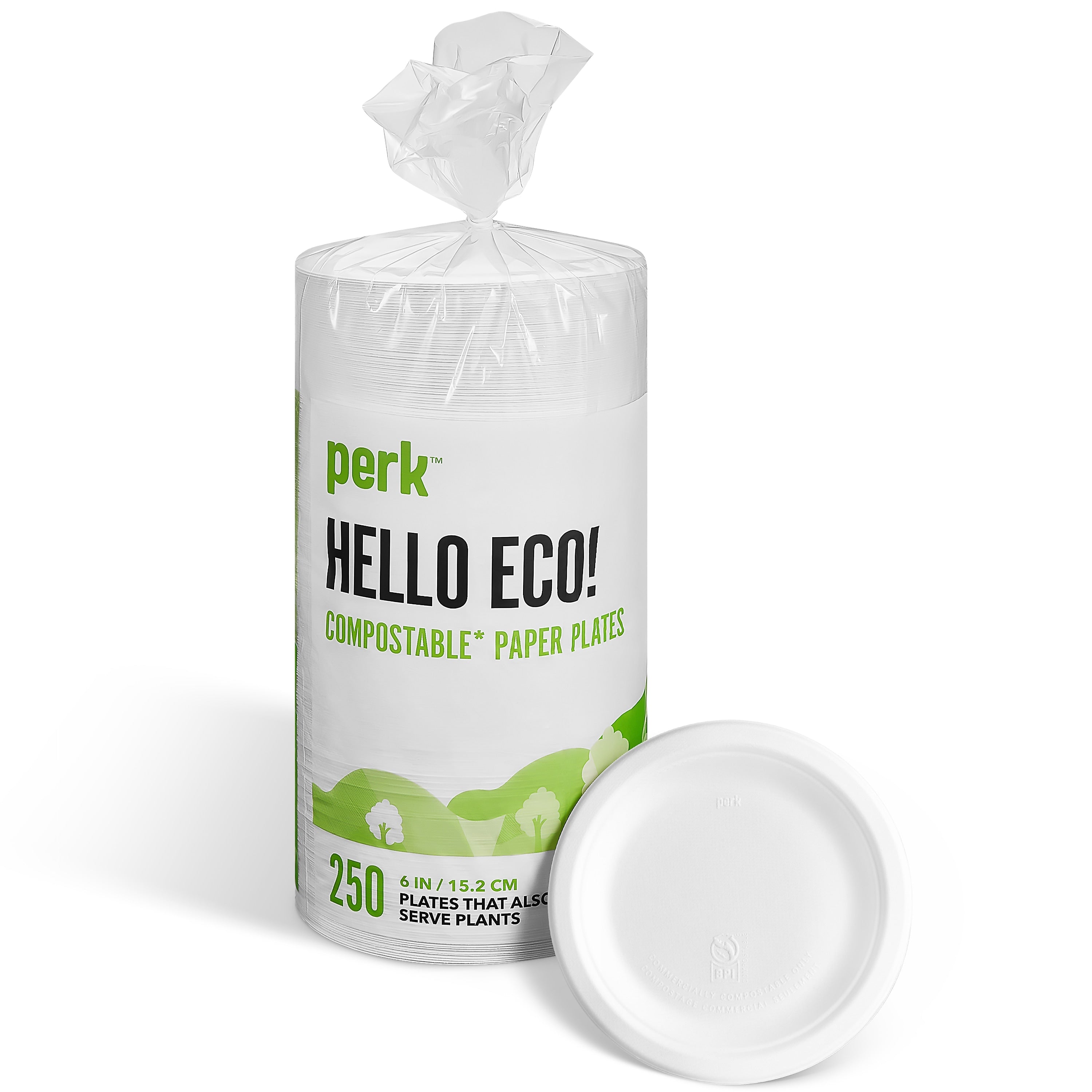 Perk™ Eco Compostable Paper Plates, 6", White, 250/Pack (PK61286)
