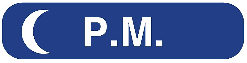 P.M., Medication Instruction Label, 1-5/8" x 3/8"
