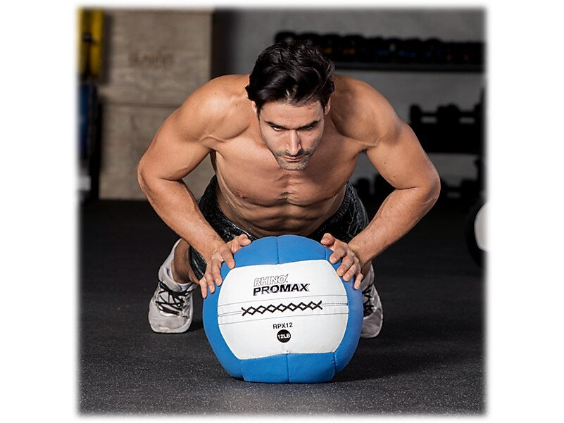 Champion Sports RHINO Promax Blue/White Medicine Ball, 12 Lbs. (RPX12)
