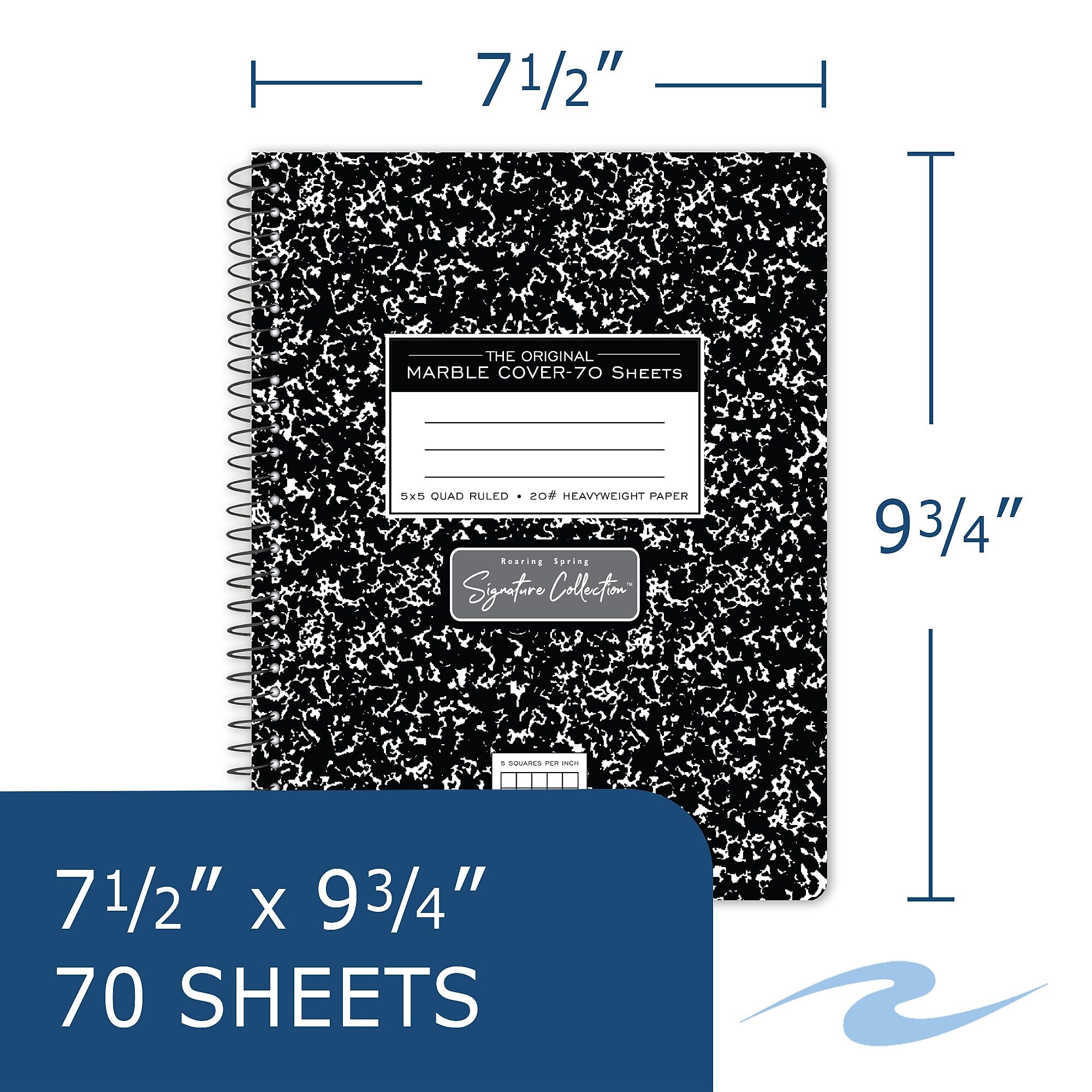 Roaring Spring Paper Products Signature Collection Composition Notebook, 7.5″ x 9.75″, Graph-Ruled, 70 Sheets, 24/Carton
