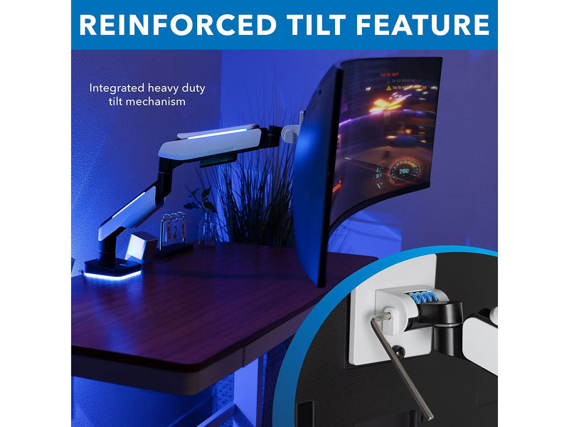 Mount-It! Adjustable Monitor Arm, Up to 49" Monitor, Grayish White/Matte Black (MI-4881)