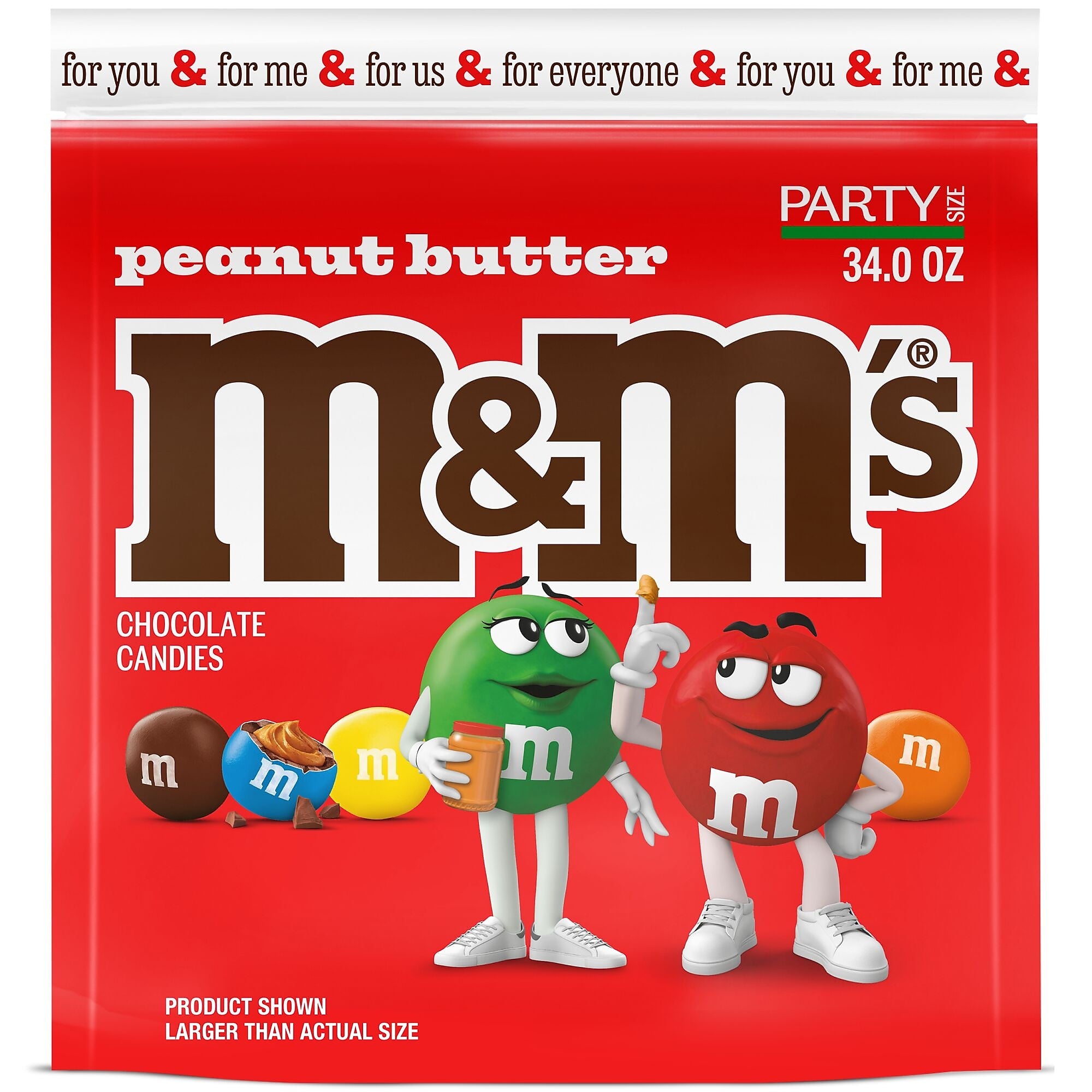 M&M's Party Size Peanut Butter Milk Chocolate Candy Pieces, 34 oz. (MMM55085)