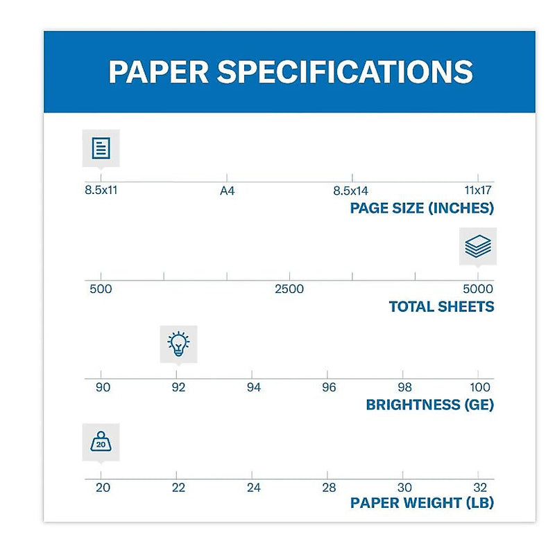 Hammermill Tidal Print Paper, 92 Bright, 20 lb Bond Weight, 8.5 x 11, White, 500 Sheets/Ream, 10 Reams/Carton (HAM162008)