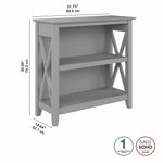Bush Furniture Key West 30"H 2-Shelf Bookcase with Adjustable Shelf, Cape Cod Gray (KWB124CG-03)