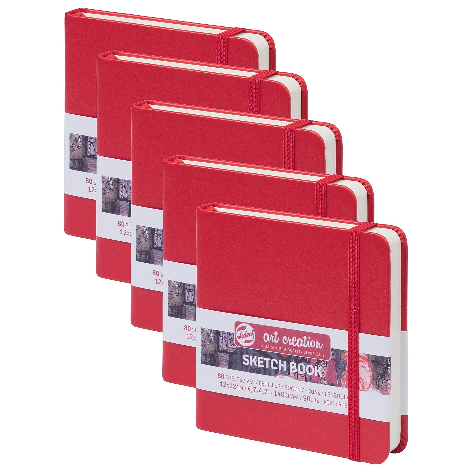 Talens Art Creation 4.7" x 4.7" Sketch Book, 80 Sheets/Book, 5/Bundle (TLN9314204M-5)