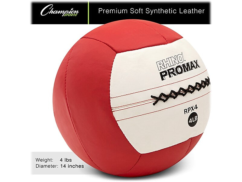 Champion Sports RHINO Promax Red/White Medicine Ball, 4 Lbs. (RPX4)