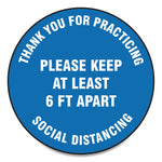 Accuform Slip-Gard Floor Signs, 17" Circle, "Thank You For Practicing Social Distancing...", Blue, 25/PK (GN1MFS421ESP)