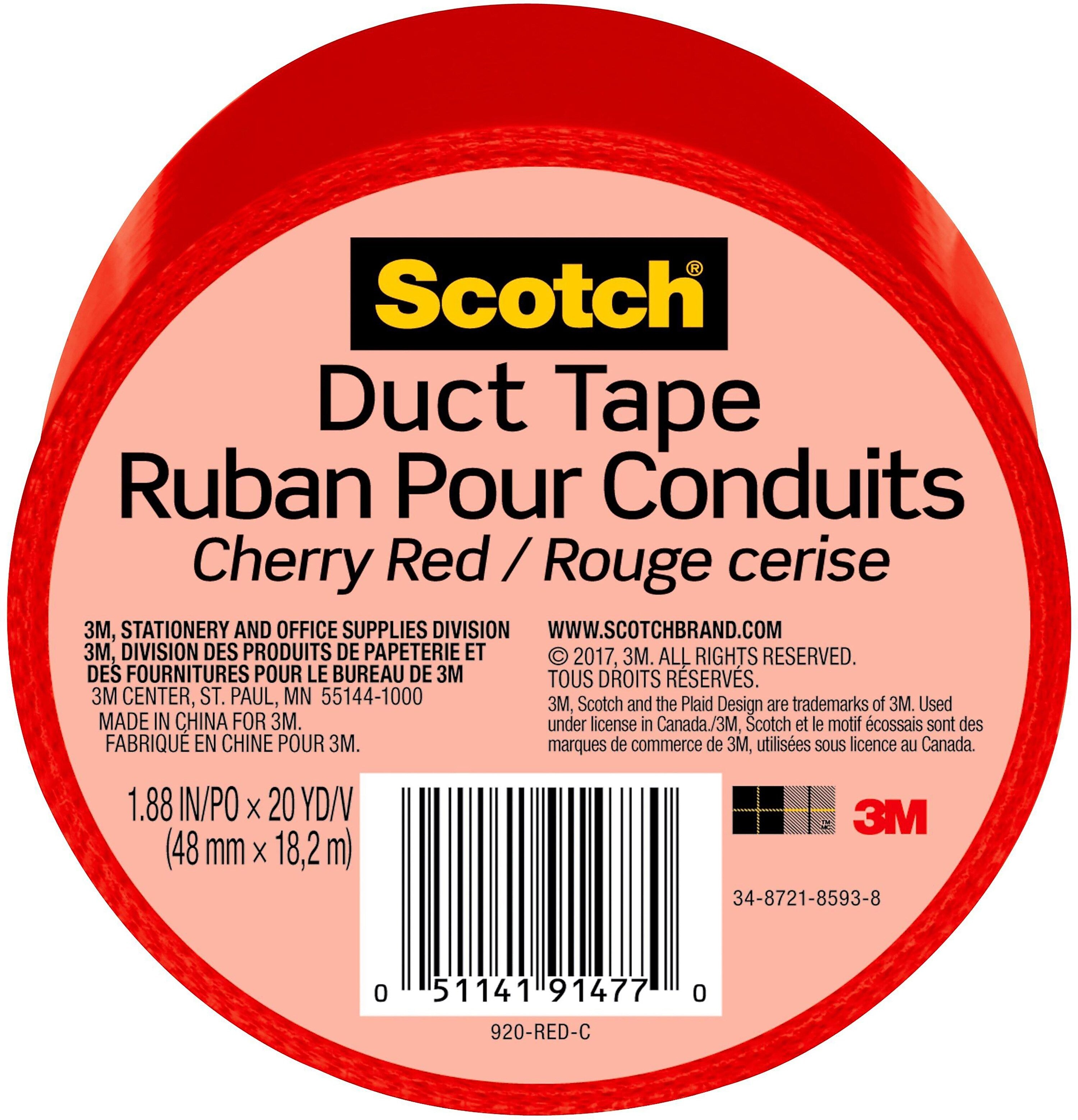 Scotch Duct Tape, 1.88" x 20 yds., Red (920-RED-C)