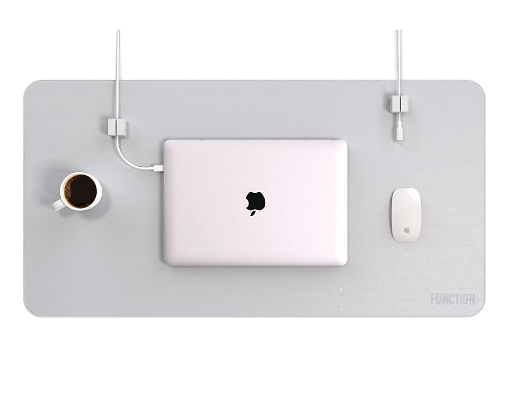 Function101 Desk Mat Pro + 2 Magnetic Cable Block Managers, 31" x 16", Gray (F101-DMPG2)