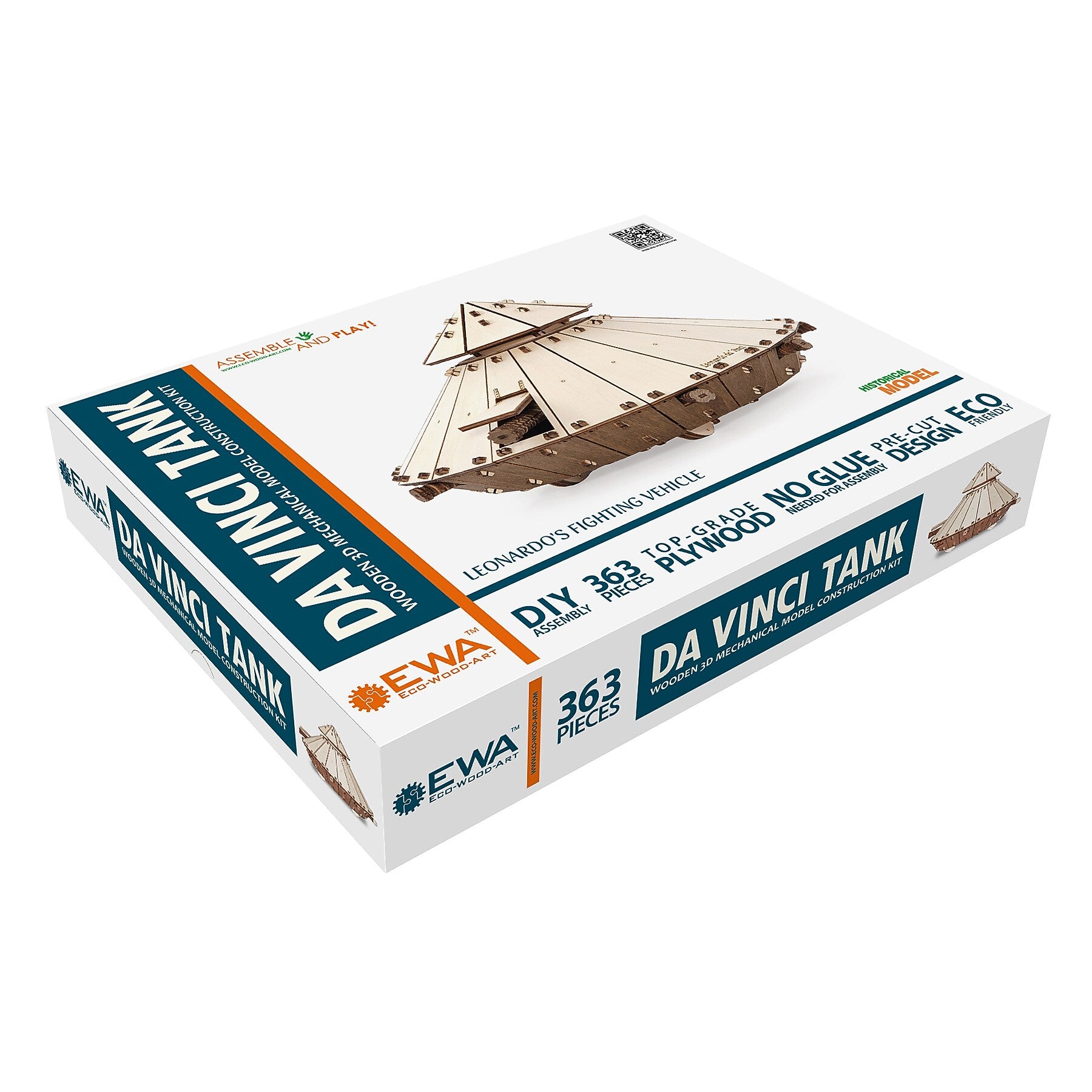 EWA Eco-Wood-Art Da Vinci Tank 3D Wooden STEM Construction Kit, 363 Pieces/Set (AVRAV0523409)