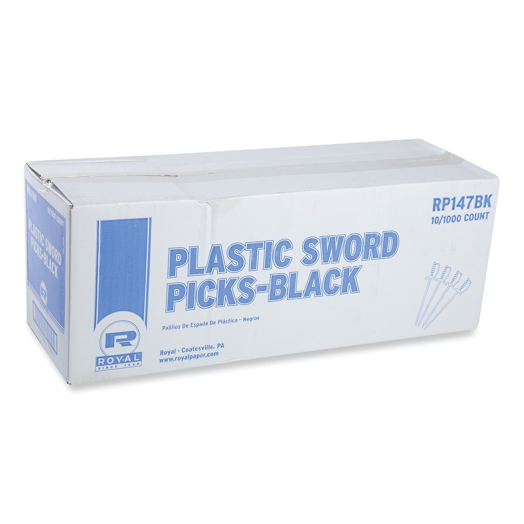 AmerCareRoyal Sword Picks, 6", Black, 1,000/Box, 10 Boxes/Carton (RPPRP147BK)