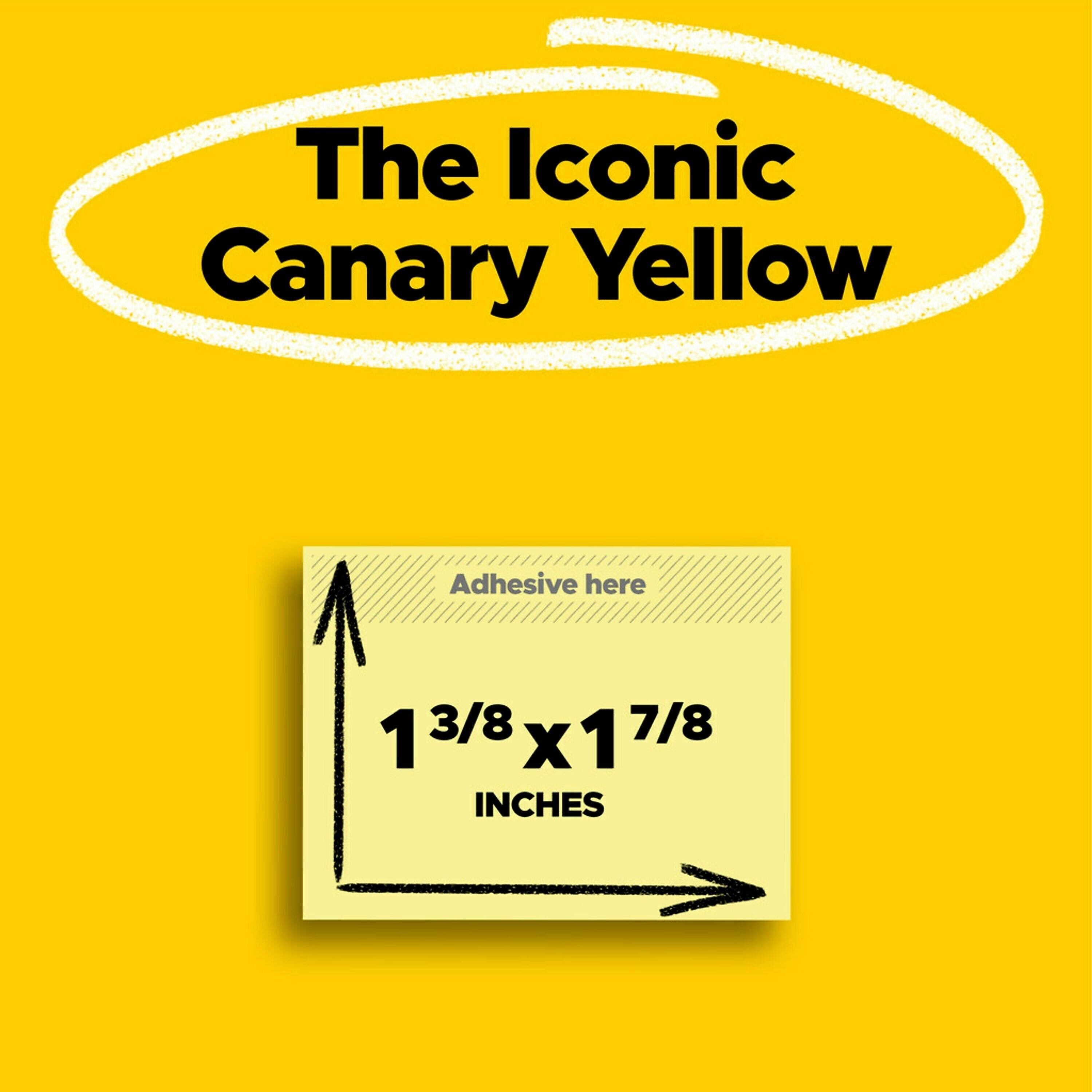 Post-it Notes, 1 3/8" x 1 7/8", Canary Collection, 100 Sheet/Pad, 12 Pads/Pack (653-YW)