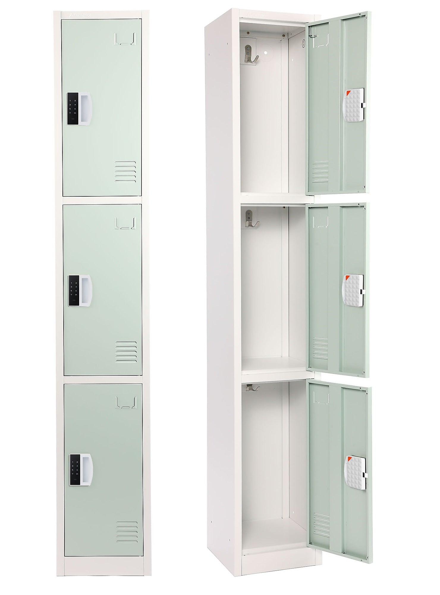 AdirOffice 72"H 3-Tier Misty Green Storage Locker (ADI629-203-MGRN-DL)
