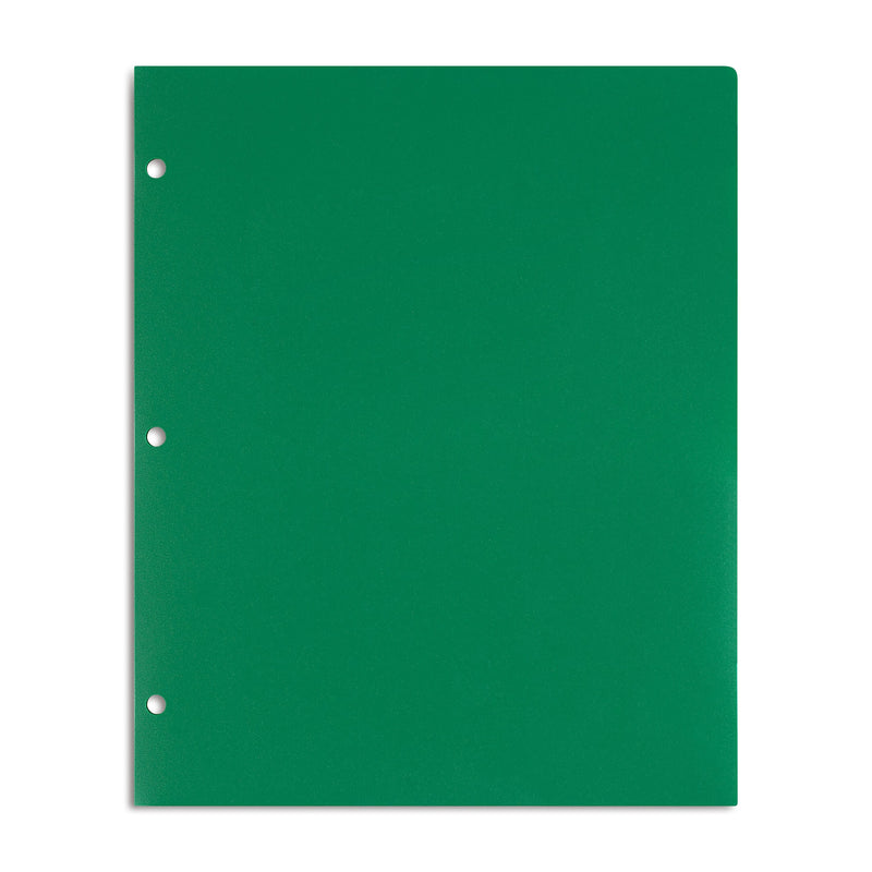 Staples 3-Hole Punched 2-Pocket Plastic Portfolio Folder, Green (ST52806-CC)