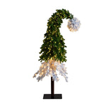 Nearly Natural 7-ft Holiday Green & White Santa’s Hat Christmas Tree with 500 LED lights and 1275 Bendable Branches (T4697)
