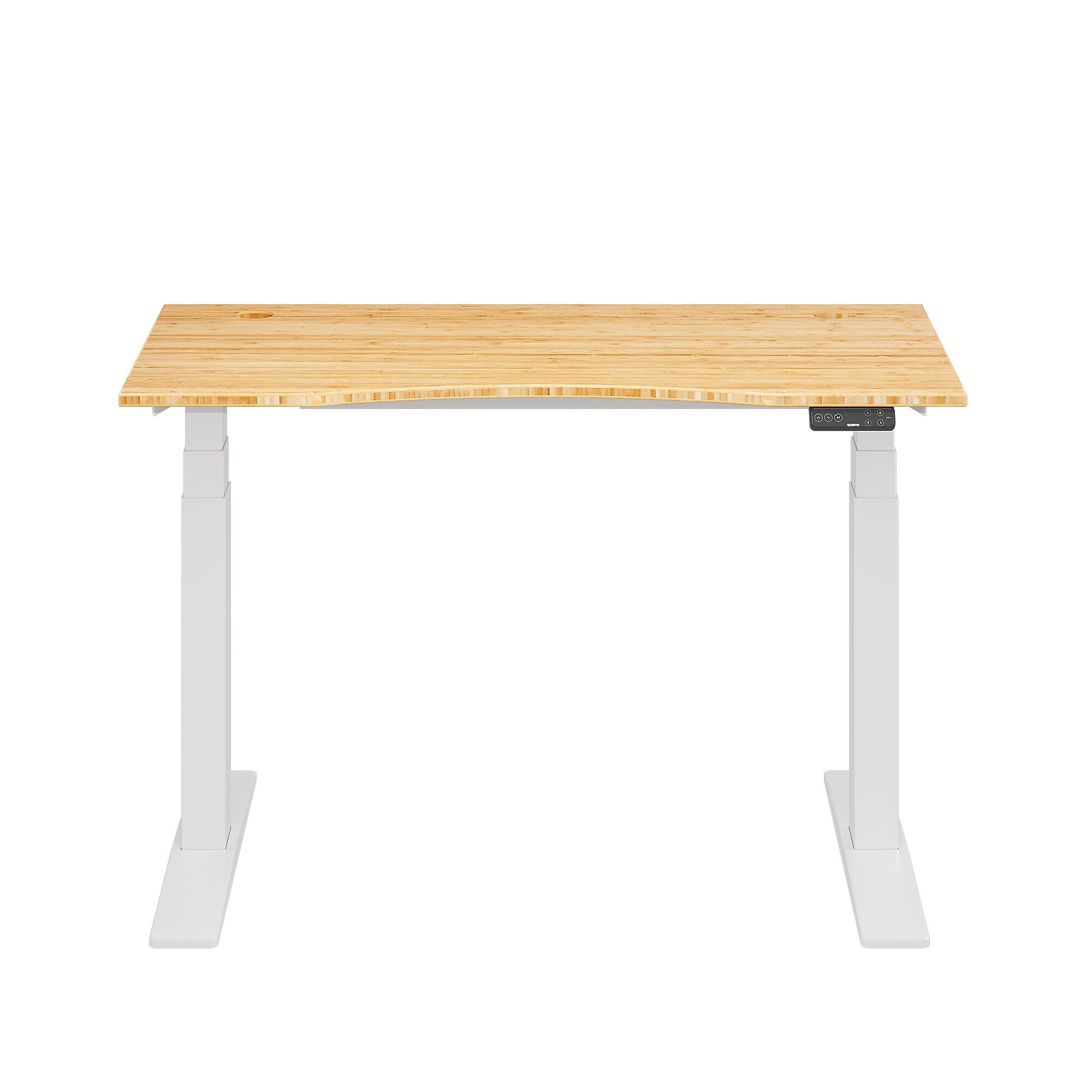 FlexiSpot E7COMMERCIAL 48''W Electric Rectangular Adjustable Bamboo Standing Desk, Bamboo/White (E7WCOMCR4824LBZB)