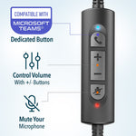 Delton 30Y MS Teams Noise-Canceling On-Ear Mono Computer Headset, USB Type-A & Type-C, Black (DWH30Y)