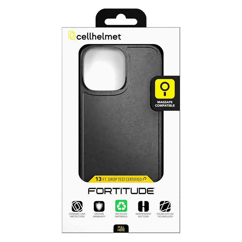 cellhelmet Fortitude Series MagSafe Phone Case for iPhone 16 Pro Max, Shock Absorbing, Onyx Black (CF-107-BLK)