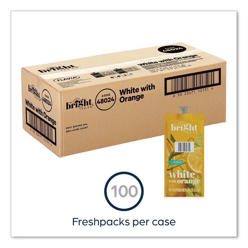 FLAVIA The Bright Tea Co. White with Orange Tea Freshpack, White with Orange, 0.05 oz Pouch, 100/Carton