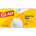Glad Quick-Tie Tall Kitchen Trash Bags, 13 Gallon, 200/Box (15931)