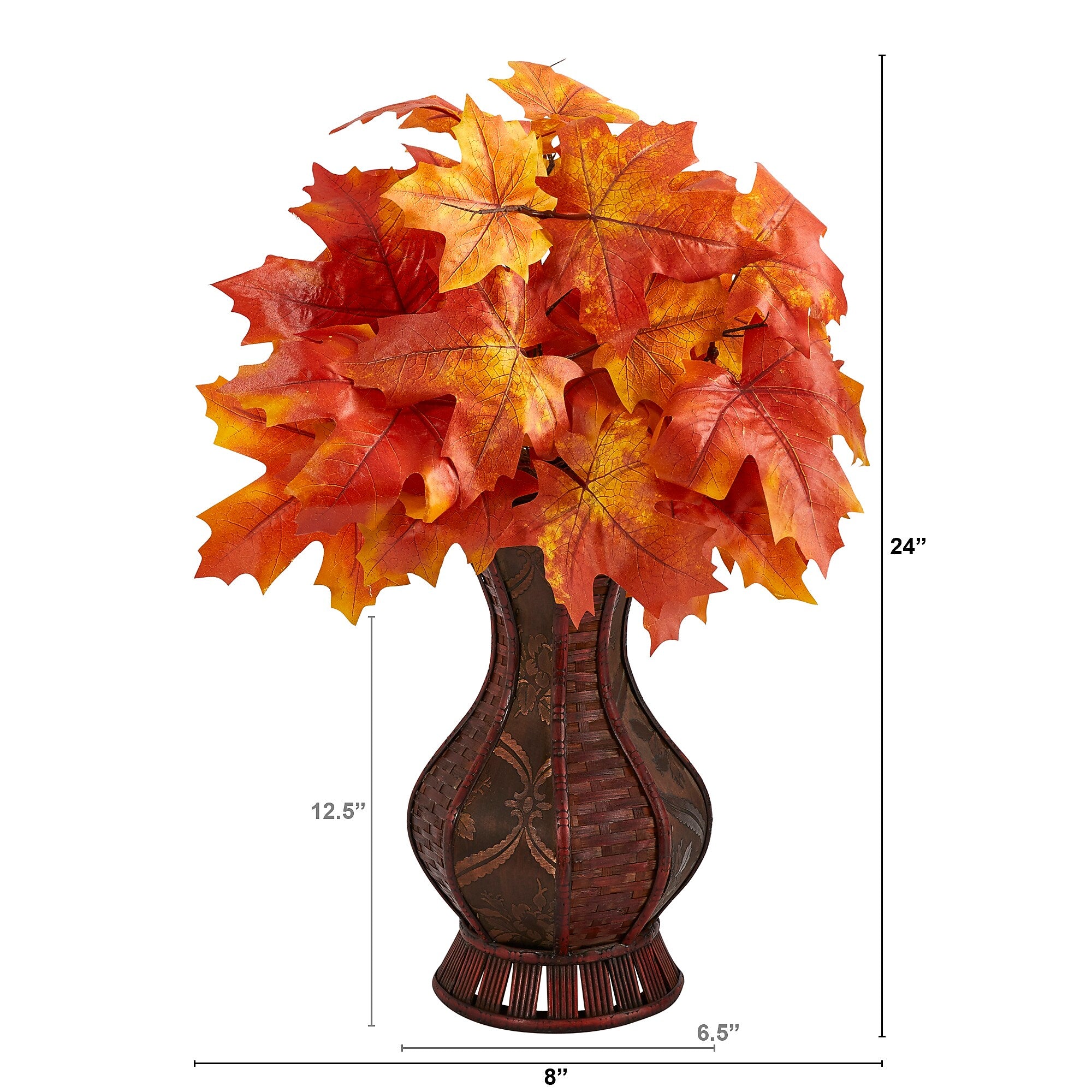 Nearly Natural 24" Autumn Maple Leaf Artificial Plant in Decorative Planter (P1547-OG)