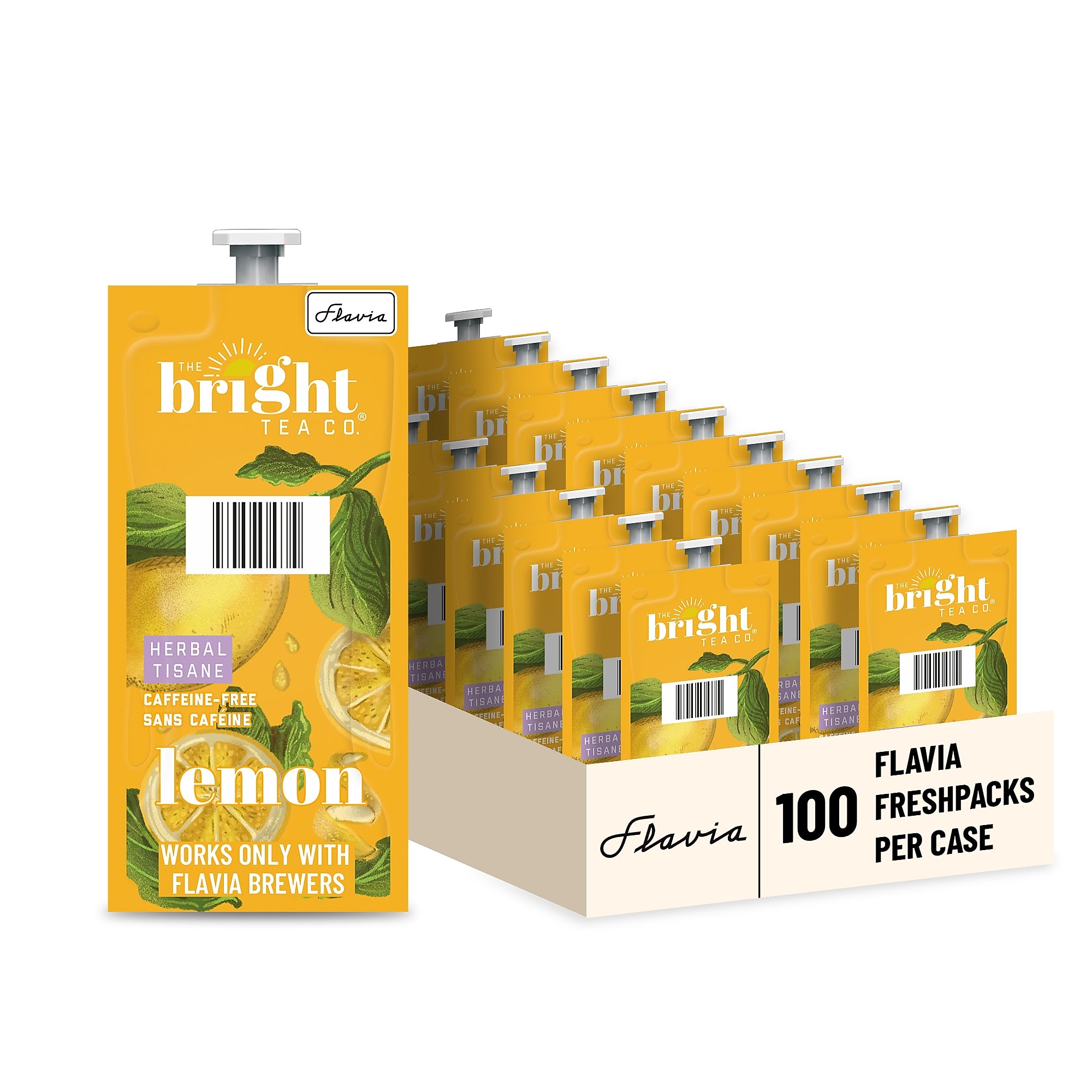 The Bright Tea Co. Lemon Herbal Tea, Flavia Freshpacks, 100/Carton (B502)