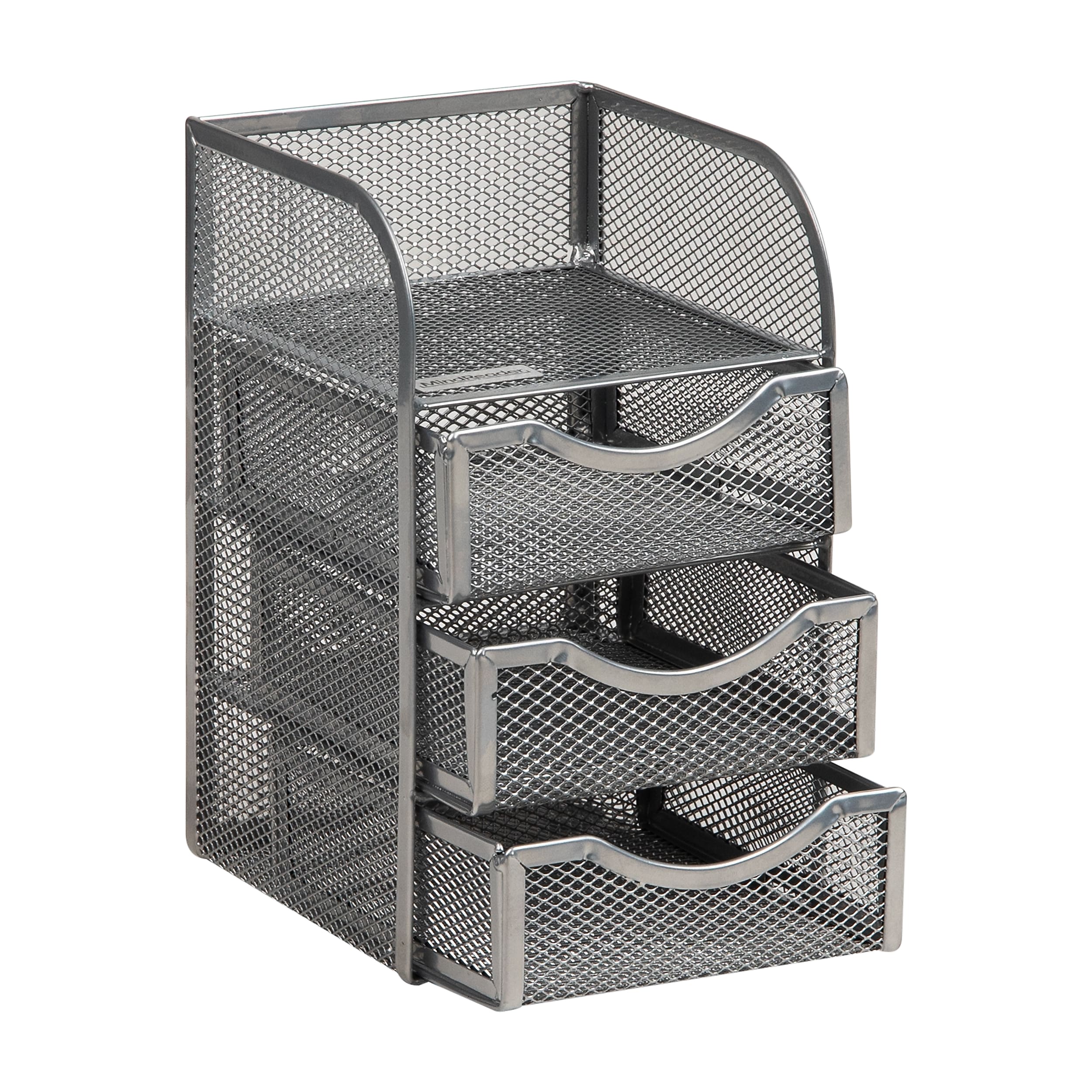 Mind Reader 4-Compartment Metal Desk Organizer, Silver (MESHMINI-SIL)