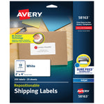 Avery Repositionable Inkjet Shipping Labels, 2" x 4", White, 250 Labels/Pack (58163)