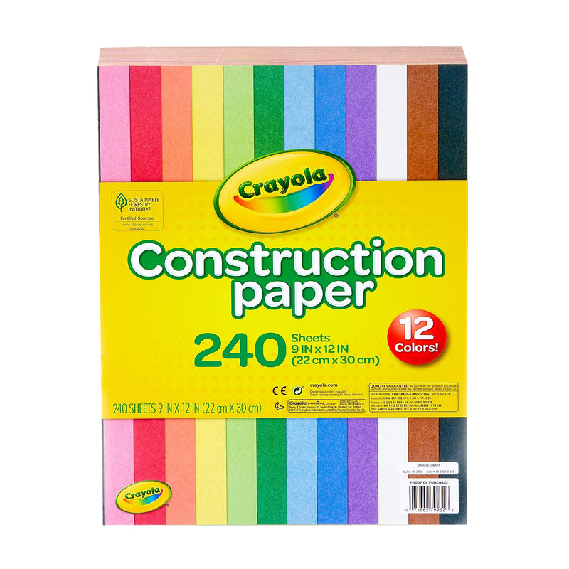 Crayola 9" x 12" Construction Paper, Assorted Colors, 240 Sheets/Pack, 3 Packs/Bundle (BIN993200-3)