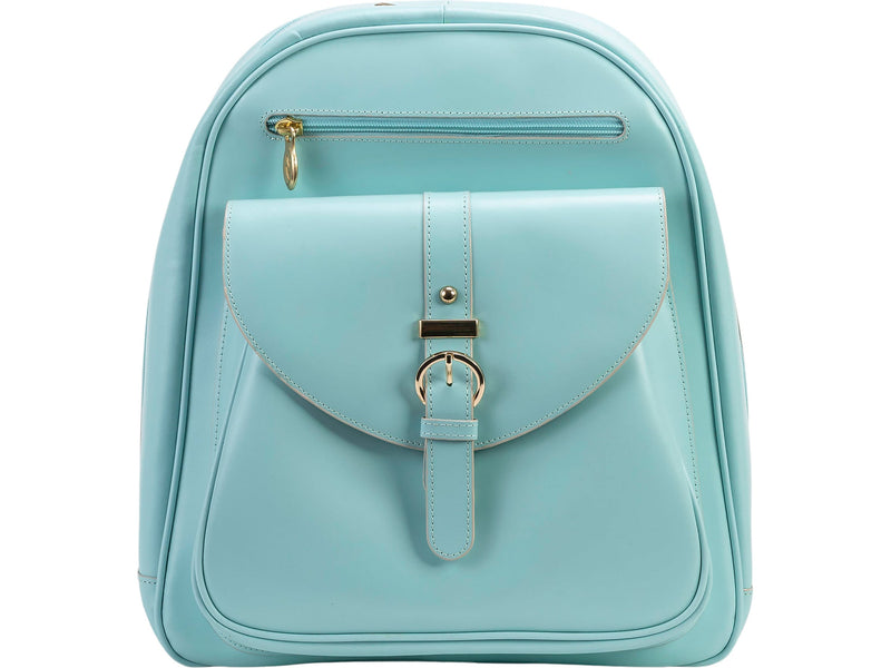 McKlein MOLINE Leather Laptop Backpack, Small, Aqua Blue (99668)