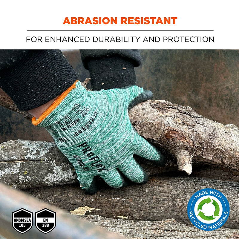 Ergodyne ProFlex 7002-ECO Recycled PU Coated Gloves, 15 Gauge, Green, 2X-Large (10566)