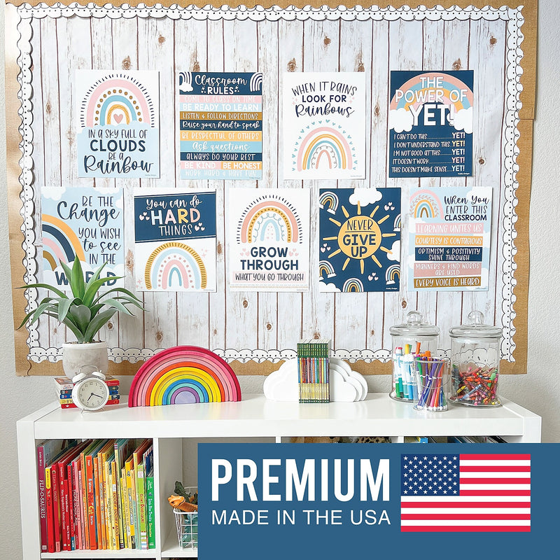 Hadley Designs 14" x 11" Boho Rainbow Growth Mindset Classroom Decor Posters, 9/Set (HDDX004A2JP97)