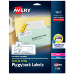 Avery Send & Reply Piggyback Laser/Inkjet Mailing Labels, 1-5/8" x 4" Outer, 1" x 3" Inner, 240 Labels/Pack (5735)