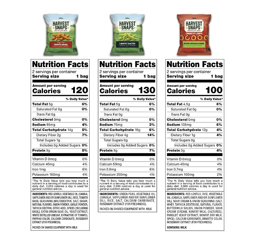 Harvest Snaps Baked Veggie Snacks Gluten Free Variety Pack, 6 Bags/Pack (01000)