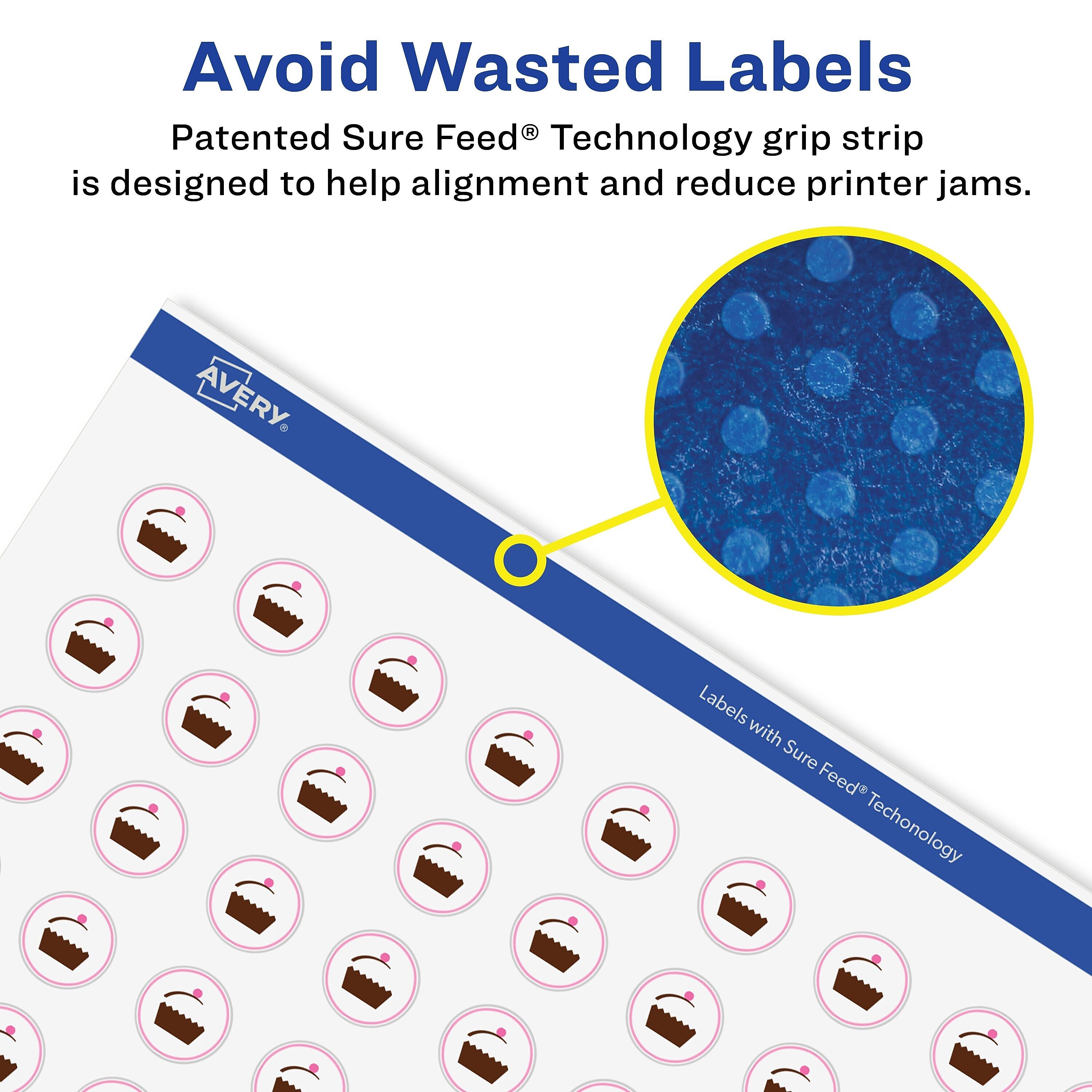 Avery Laser/Inkjet Round Multipurpose Labels, 1.25" Dia., 300 Labels/Pack (94505)