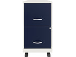 Space Solutions SOHO Smart File 2-Drawer Mobile Vertical File Cabinet, Letter Size, Lockable, Pearl White/Navy (25335)