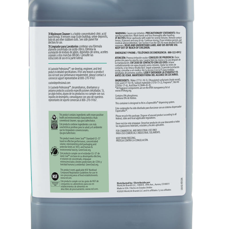 Coastwide Professional Washroom Cleaner 70 Concentrate for ExpressMix, 3.25L, 2/Carton (CW7003EM-A)