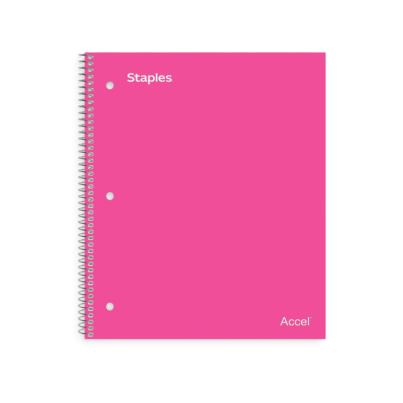 Staples Premium Poly 1-Subject Notebook, 8.5" x 11", College Ruled, 100 Sheets, Pink (ST51448D)