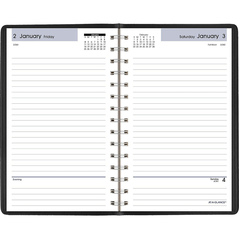 2026 AT-A-GLANCE DayMinder 5" x 8" Daily Planner, Faux Leather Cover, Black (SK46-00-26)