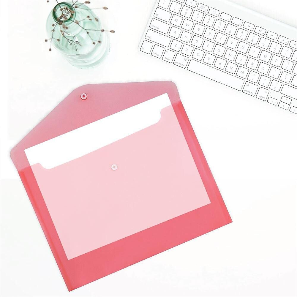 JAM Paper Premium Plastic Document File, Letter, Red, 3/Pack (218S0REX3)