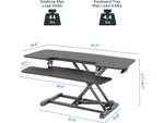 FlexiSpot M7 Series 42"W Manual Rectangular Adjustable Standing Desk Converter, Black (M7-E-42B)