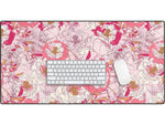 DENY Designs Pink Flowers of Peonies by Showmemars Anti-Slip Polyester Desk Pad, 15.5" x 31.5", Multicolor (84023-DSKMAT)