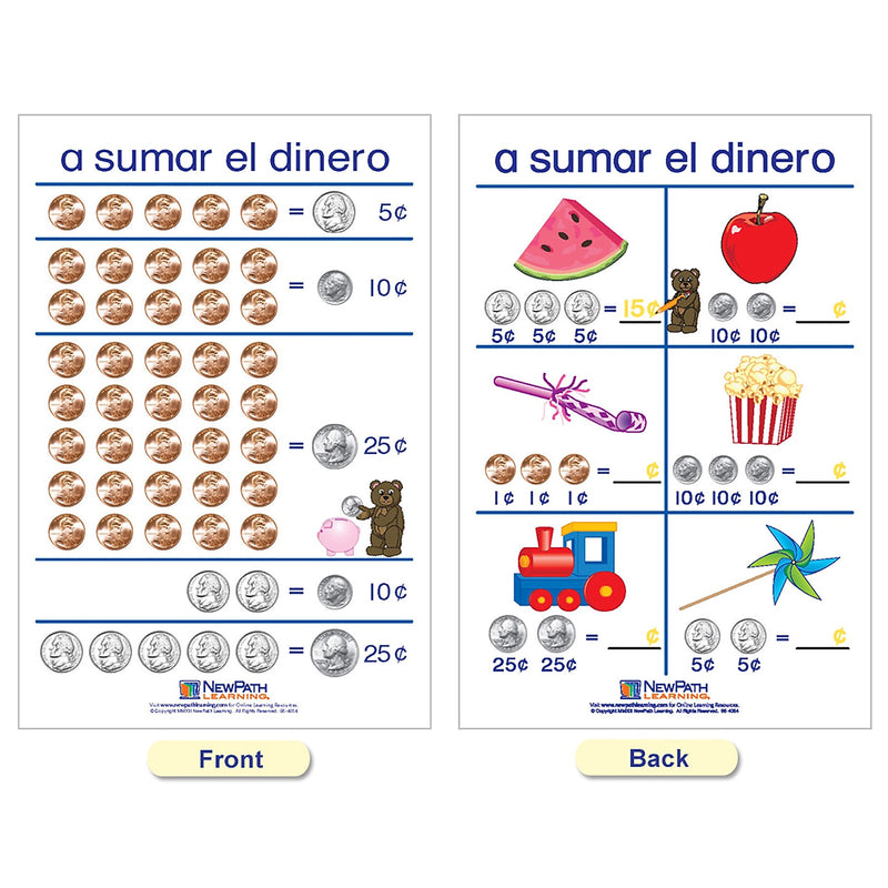 NewPath Learning Time & Money Wall Charts, Spanish Edition, 6/Set (NP-930325)