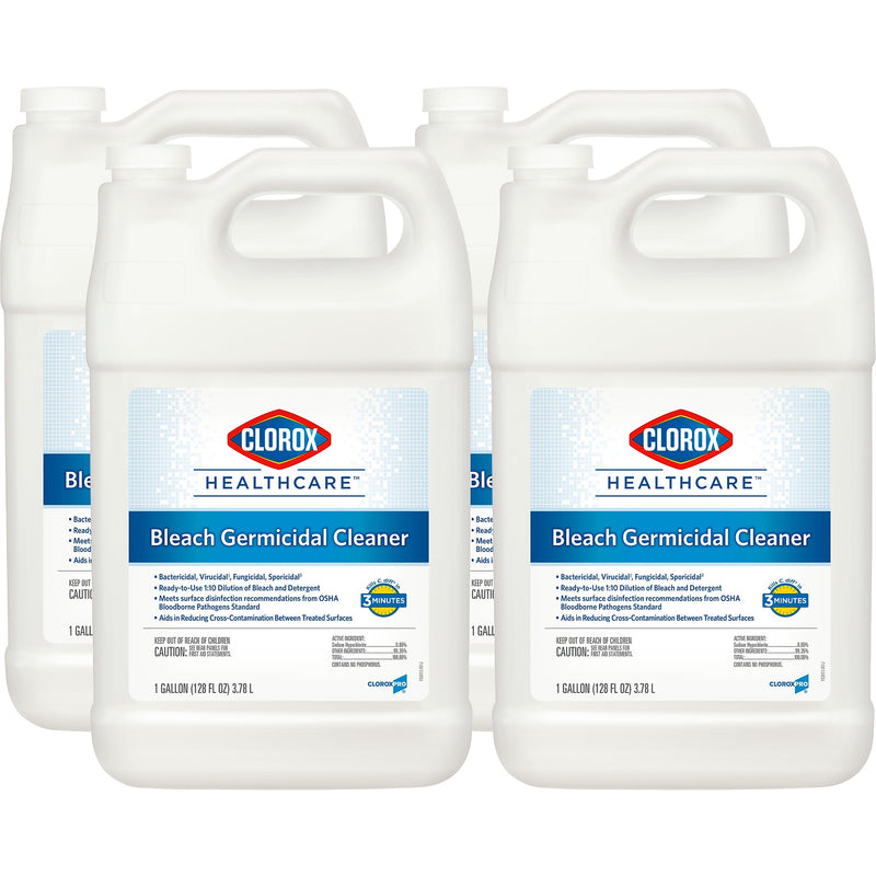 Clorox Healthcare Bleach Germicidal Cleaner Refill, 128 oz., 4/Carton (68978)