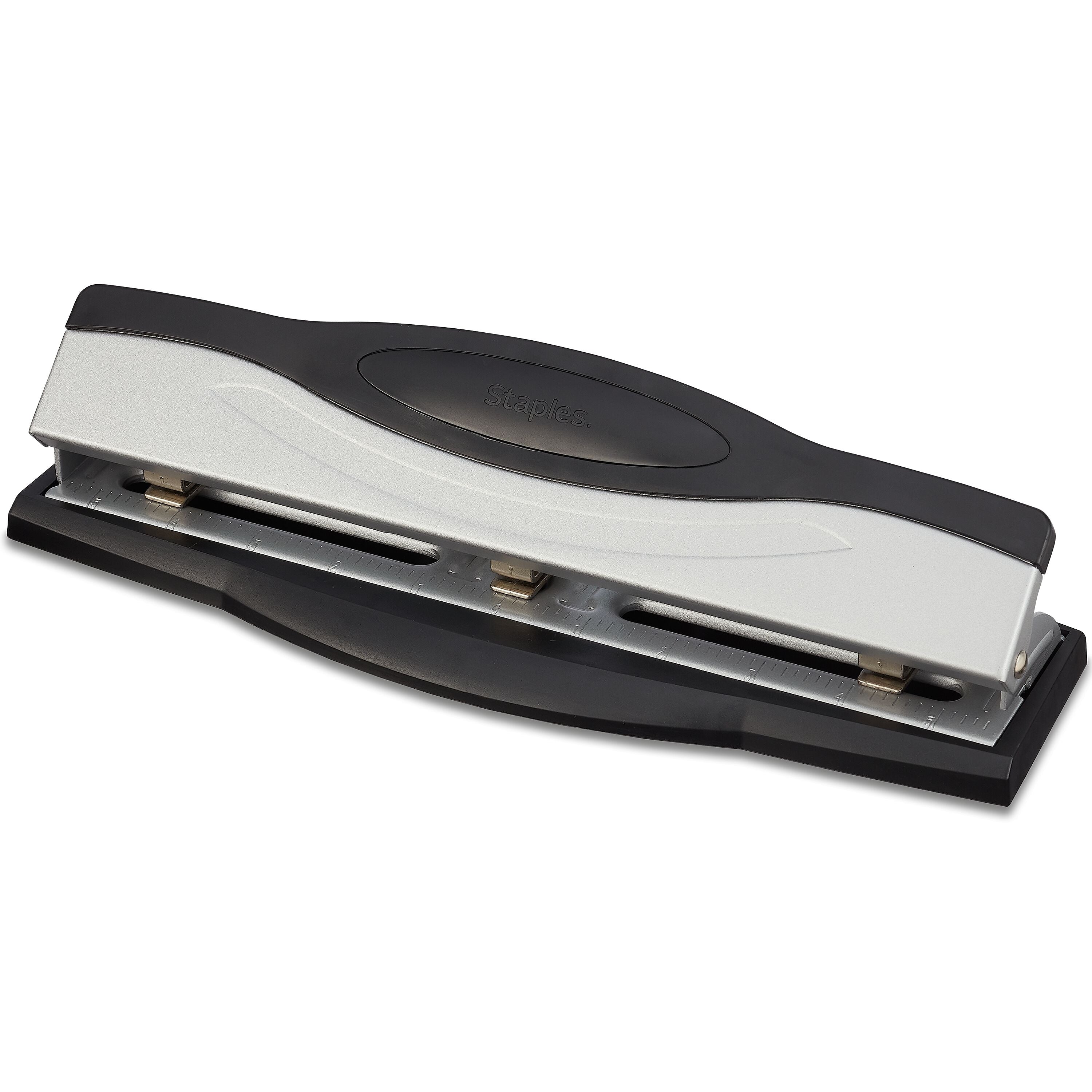 Staples 3-Hole Punch, 15 Sheet Capacity, Black/Silver (26639)