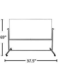 Luxor Double Sided Magnetic Painted Steel Mobile Dry Erase Whiteboard, 90"W x 40"H (DEMW003)